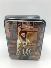 Beautiful Lacquer Box "Jewish Man" #15 Hand Painted Papier-Mache Jewelry Box