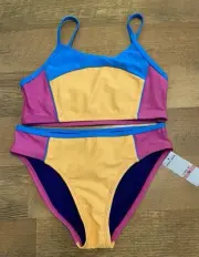 Under Armour Girls 10 Lined Colorblocked Two Piece Swimsuit New With Tags