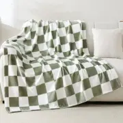 Throw Blanket, Sage Green Microfiber Throw Blanket (50 X 60 Inches) Checkered