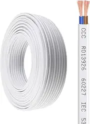 0.5mm²-4.0mm² Gauge 2 Conductor Wire, 100FT Flat Wire Cold-Resistant Material PVC Sheathed Stranded Low Voltage Cable Pure Copper Hookup Wire for Household Appliances, LED Lighting, Etc(1.5 mm²)