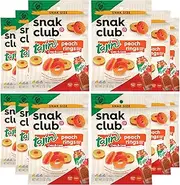 Snak Club Tajin Peach Rings, Sweet and Spicy Gummy Snacks, 2.5oz Snack Size, 12 Count
