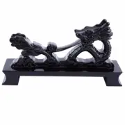 Black Wooden Sword Display Stand Sturdy Base Hollow out Smooth Handmade Decor