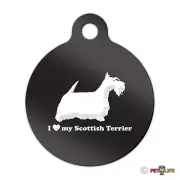 I Love My Scottish Terrier Engraved Keychain Round Tag w/tab scottie