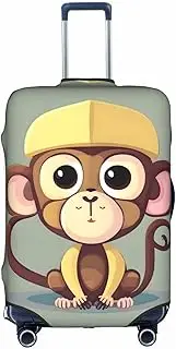 [HTTUP] Cute Monkey Print Practical Elastic Washable Travel Luggage Cover with Concealed Zipper for Suitcases, White, Medium