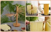 Collapsible Pasta Drying Rack Wooden Spaghetti Stand Dryer with 16 lekTU