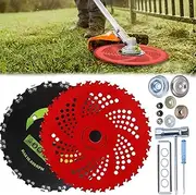 Brush Cutter Blade Set, Brush Saw Blades for Trimmer, Weed Eater Blade, Brush Blade with Universal Adapter Set, for Trimming Trees, Cutting Strings, Underbrush and More