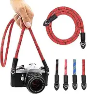 Eorefo Camera Strap Vintage 100cm Nylon Climbing Rope Camera Neck Shoulder Strap for Micro Single and DSLR Camera,Red/Black.