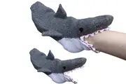 Unisex Christmas Knit Crocodile Socks 3D Shark Shape Christmas Creative Warm Winter Socks Crocodile Animal Socks-Gray shark