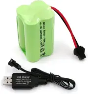4.8V 2400mAh NI-MH AA Rechargeable Battery with SM Plug & USB Charging Cable