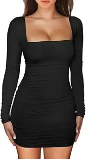 [XXTAXN] Women's Sexy Bodycon Long Sleeve Backless Party Mini Dress