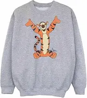 [WINNIE THE POOH] Girls Classic Tigger Sweatshirt (UK Size: 9-11 Years) (Sports Grey)