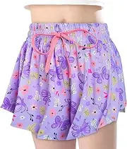 [ICOSY] Butterfly Shorts Girls Flowy Athletic Shorts 2-in-1 Skorts for Teen Girl Skirt Clothes for Tennis Cheer Soccer