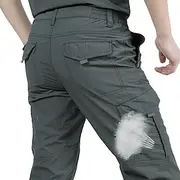 Men's Cargo Pants Cargo Trousers Hiking Pants Embroidered Elastic Waist Solid Color Breathable Quick Dry Work Streetwear Stylish Casual Black Army Green