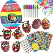 Easter Eggs Music Light Spinner?egg dying kit?egg painting kit,Coloring Kit with plus 10 wooden eggs crystals cartoon stickers