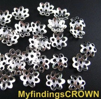 3000 pcs silver plated flower bead caps 6mm