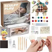 Modeling Clay for Kids,Safe Soft Dry Clay with 12-Color Paint | Arts & Crafts Supplies for Family School Classroom Party Indoor Outdoor