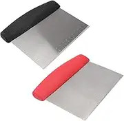 2pcs Stainless Steel Dough Chopper with Measurement Scale Non Slip Handle Kitchen Gadget for Cutting Dough Scraping Baking and Chopping Veggies Mixed Colors