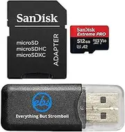 SanDisk 512GB Extreme Pro MicroSDXC Card Compatible with GoPro Hero (2024) and Hero 13 Action Cameras 200MB/s Read Speed (SDSQXCD-512G-GN6MA) Bundle with (1) Everything But Stromboli MicroSD Reader