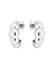 Aqua Beaded Croissant Half Hoop Earrings in Sterling Silver - Exclusive