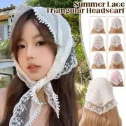 Summer Thin Floral Lace Triangular Scarf Headband Hollow Headscarf Strap New