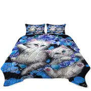 Cute Cats the Blue Wreath Kittens Coverlet