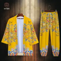 在飛比找蝦皮購物優惠-中國風復古黃色外套男龍袍套裝古風道袍漢服皇帝衣服和服演出服