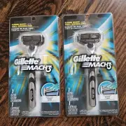 2 Packs Gillette Mach3 Nano-Think Men's Razor 1 Handle + 1 Cartridge, 3 Blades
