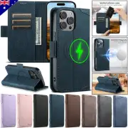 For iPhone 16 15 14 13 12 Pro Max Plus Magsafe Leather Wallet Case Flip Cover