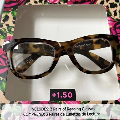 NEW +1.50 Betsey Johnson Tortoise THICK Frame Reading Glasses Readersfree✈️