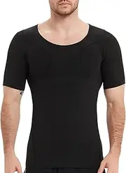 [PODFAN] Mens Gynecomastia Compression Shirts Short Sleeves, Slimming Undershirts, Shapewear Tank Top