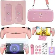 GUTIAL Accessories kit for Ps Portal - Cute Kawaii Accessories Bundle for PS5 Portal with Carry Case Protective Cover Case, Screen Protector, stand for Sony Playstation Portal Remote Player - Pink