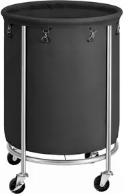 Steel Frame Laundry Basket Wheels Black