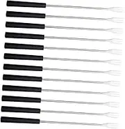 OHPHCALL 12Pcs Stainless Steel Fondue Forks Kitchen Dipping Forks with Comfortable Handles for Fruit Cheese and Chocolate Fondue Parties