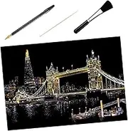 OFFIGAM 1 Set DIY City Night Scratch Painting Kit Tower Bridge with Scratch Papers for Imagination Development and Creative Fun