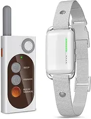 Dog Bark Collar, Rechargeable Non-e-Shock Training Collar 100M Remote Control for 8-100lbs Small Medium Large Dogs IP67 Collar with Sound Reminders, Vibration, Sound+ Vibration(0-16) Modes White
