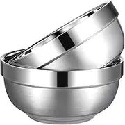Yalilong Set of 2 Heat Insulated Stainless Steel Bowls, SUS 304, Double Walled Multipurpose, Perfect Snack Bowls for Serving Ice Cream or Hot Soup, Cereal, Rice, Noodles, Salad (20 ounces)