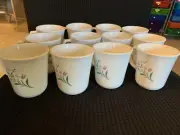 Vintage Set of 12 Corelle Rosemarie Tulip Coffee Mugs Cups Glasses New White