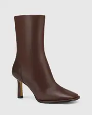 Paltro Hickory Leather Stiletto Heel Ankle Boot
