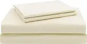 3 Piece Sheet Set (Fitted Sheet and Pillow Cases) - 1500tc Ultra-Soft Microfibre Bed Sheets - Breathable Bedding - Wrinkle Resistant - Deep Pocket (Beige, Double)