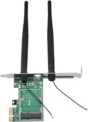 Mini PCI-E to PCI-E Card Adapter, Richer-R Mini PCI-E to PCI-E Card Adapter with 2 Antennas for Half Size PCI Express Wireless Card
