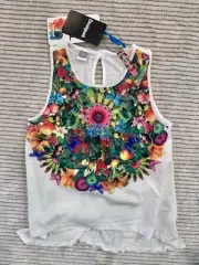 NWT Desigual Flower Sparkle Tank Top Girls Size 7-8