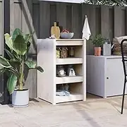 Elevate Your Patio with Outdoor Kitchen Cabinet, White 55x55x92 cm, Solid Pine Wood, Ideal for Balcony or Garden Setup, Multifunctional Storage Solution