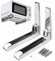 Hovico Universal Stainless Steel Microwave Mount Bracket, Support Frame Steel Foldable Stretch Shelf Rack Microwave Oven Wall Mount Bracket Stainless Silver