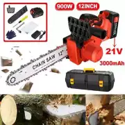 12 Inch Cordless Electric Chainsaws 21V Brushless Chain Saws Kit with Battery