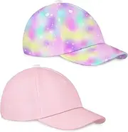 [Pink Dino] Toddler Baseball Hat 2PCS Baby Baseball Cap for Infant Adjustable Canvas Cap Kids Sun Hat for Boys and Girls