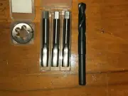 M16 x 2.0 RH HSS Hand tap set 3pcs +HSS split die button 1 1/2+reduced shk drill