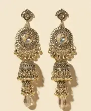 Bell Round Ball Tassel Drop Jhumka Earrings