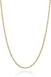 [Miabella] Solid 18K Gold Over Sterling Silver Italian 1.5mm Diamond-Cut Braided Rope Chain Necklace for Men Women, 925 Sterling Silver Made in Italy