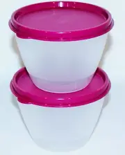 Tupperware Refrigerator Bowls Set of 2 Fridge 14 oz. Purple Storage Containers