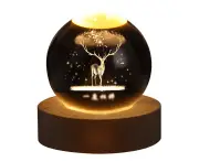 Crystal Ball Night Light Warm White Night Lights Wooden Base,Lu Linxian